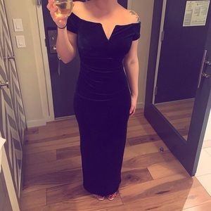 XSCAPE Emerald green velour dress